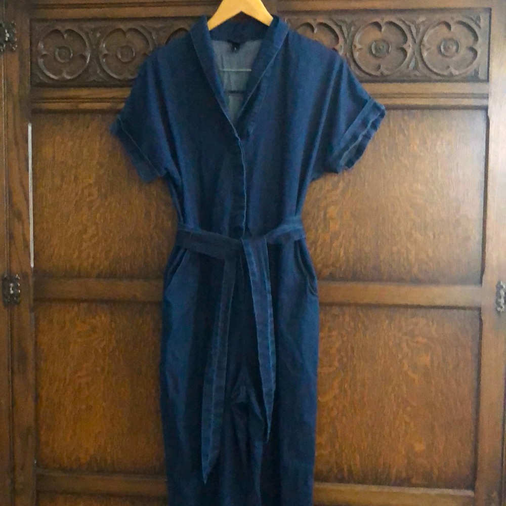 Mossimo Denim Capri Jumpsuit Large